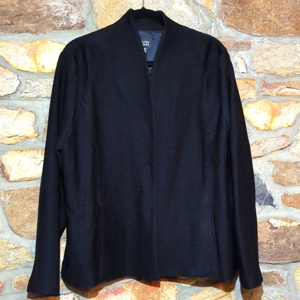 Eileen Fisher waffle knit wool jacket
